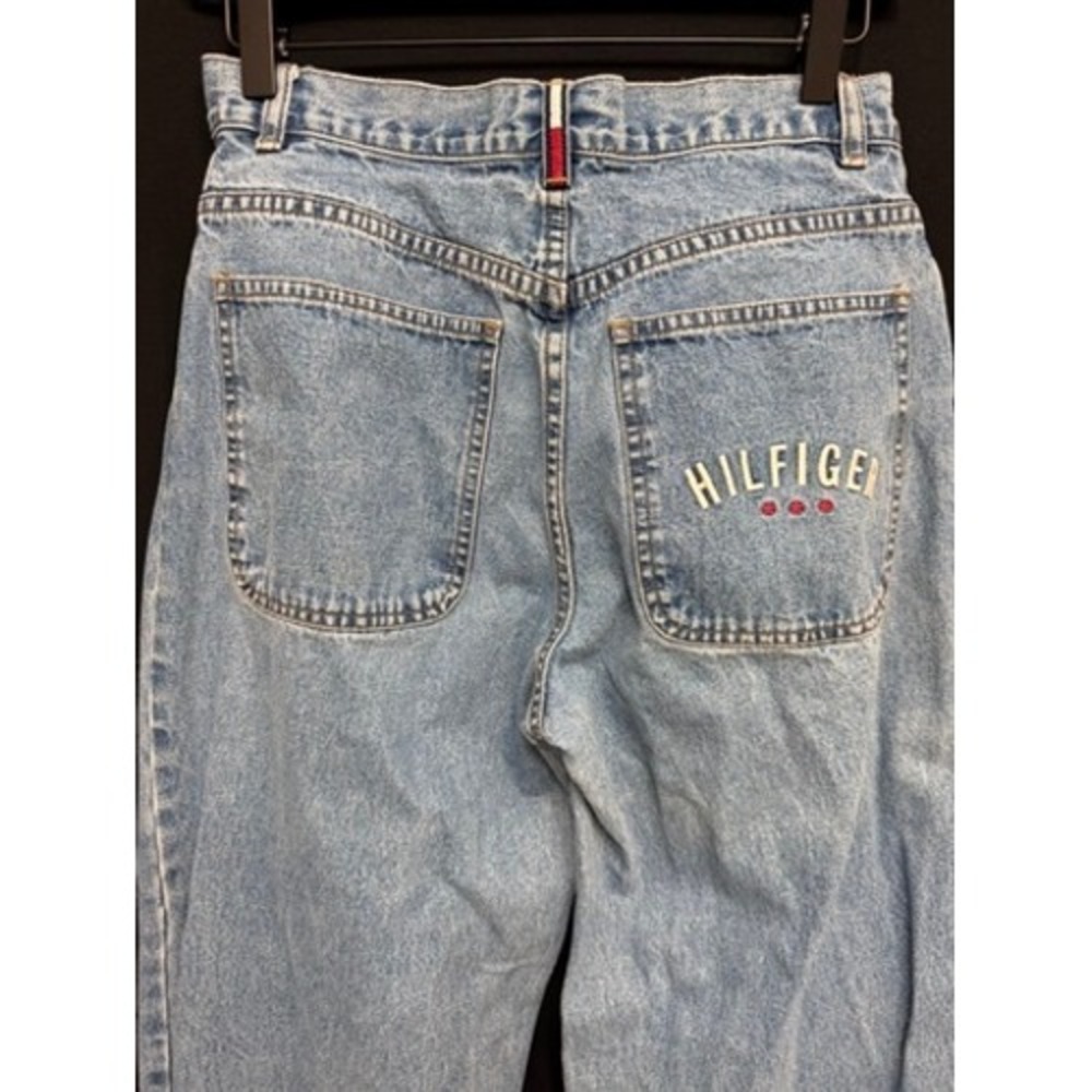 Tommy Hilfiger Vintage 90s Light Wash Wide Leg High Waisted Jeans Size 6 - Picture 4 of 8